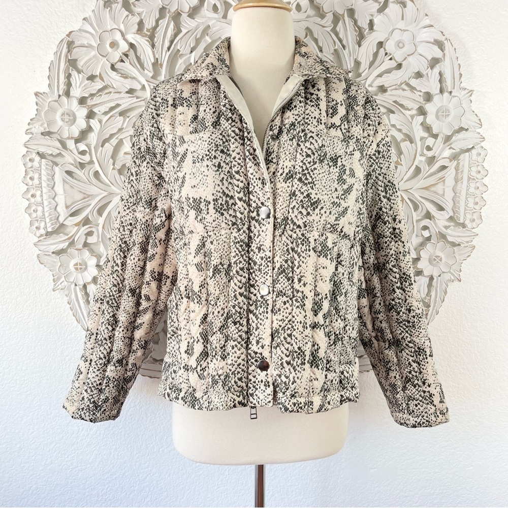 {ATM} Snake Print Boxy Down Puffer Jacket, Size XS